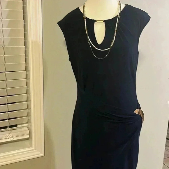 [US10]Frank Lyman Crew Neck with Key Hole Sleeveless Black  dress - Picture 7 of 9